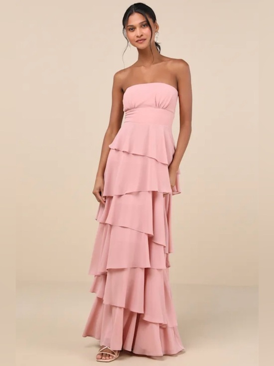 Lulus Dresses & Skirts - Lulus Gorgeous Essence Blush Strapless Tiered Maxi Dress XL NWT